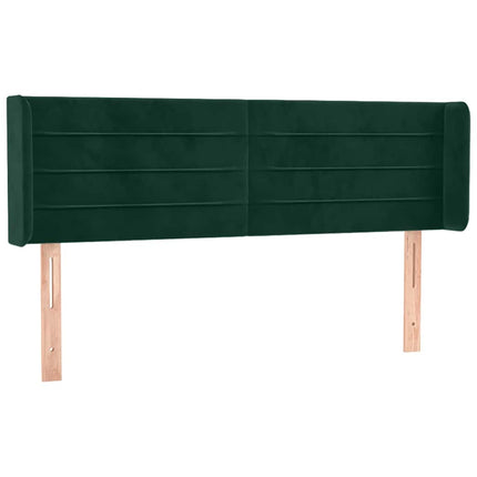 sengegavl med kanter 147x16x78/88 cm fløjl mørkegrøn