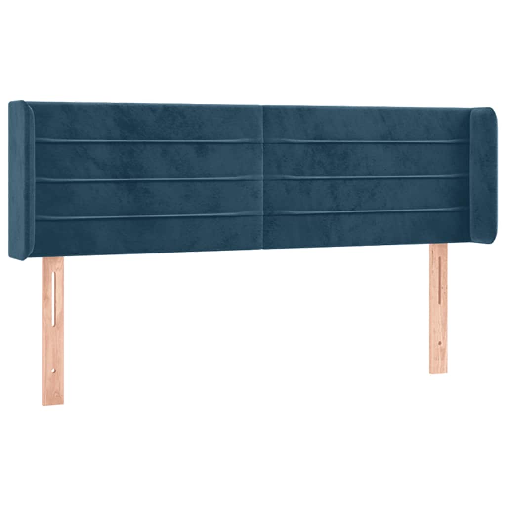 sengegavl med kanter 147x16x78/88 cm fløjl mørkeblå