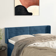 sengegavl med kanter 147x16x78/88 cm fløjl mørkeblå