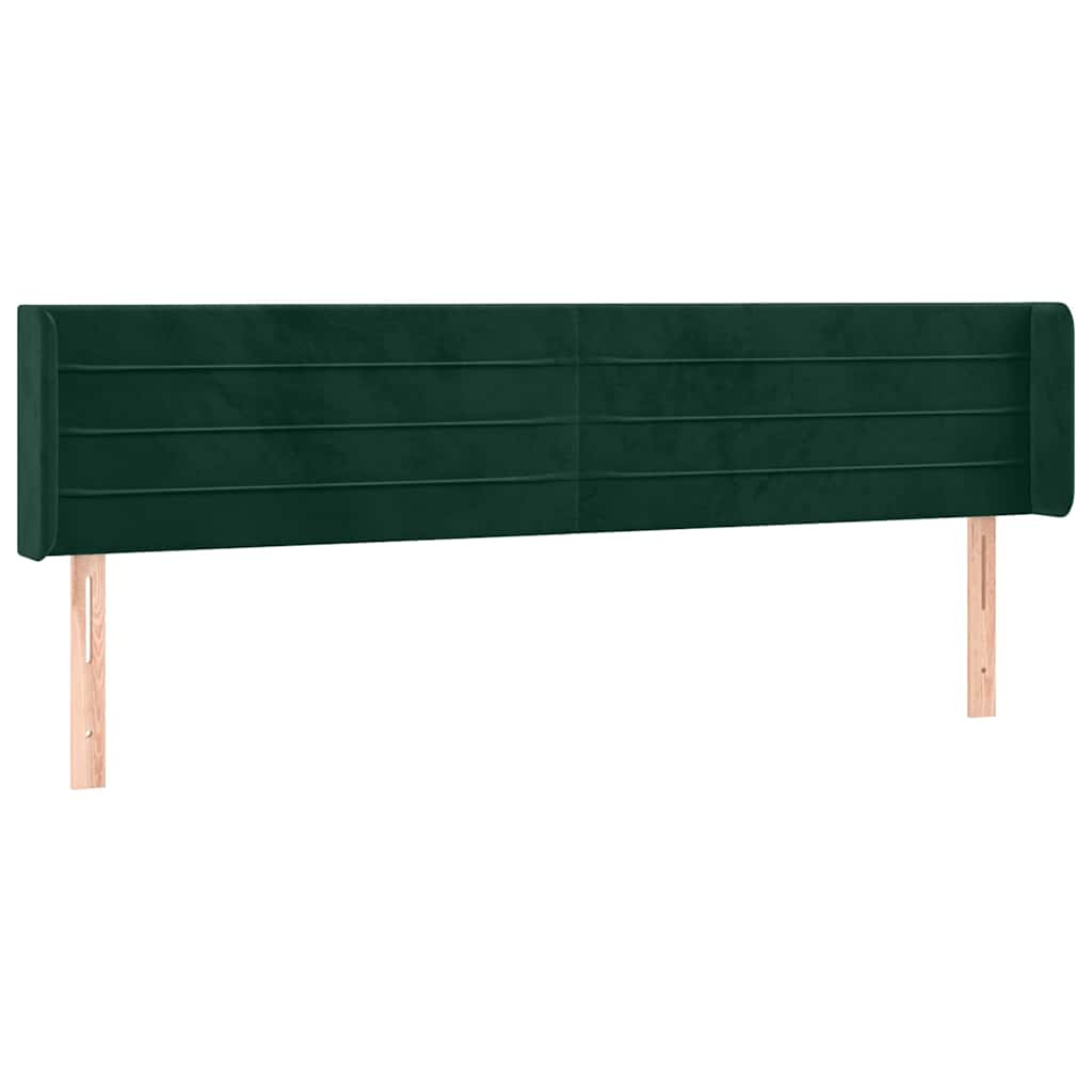 sengegavl med kanter 163x16x78/88 cm fløjl mørkegrøn
