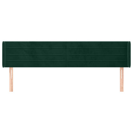 sengegavl med kanter 163x16x78/88 cm fløjl mørkegrøn