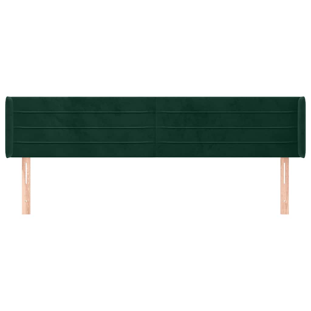 sengegavl med kanter 163x16x78/88 cm fløjl mørkegrøn