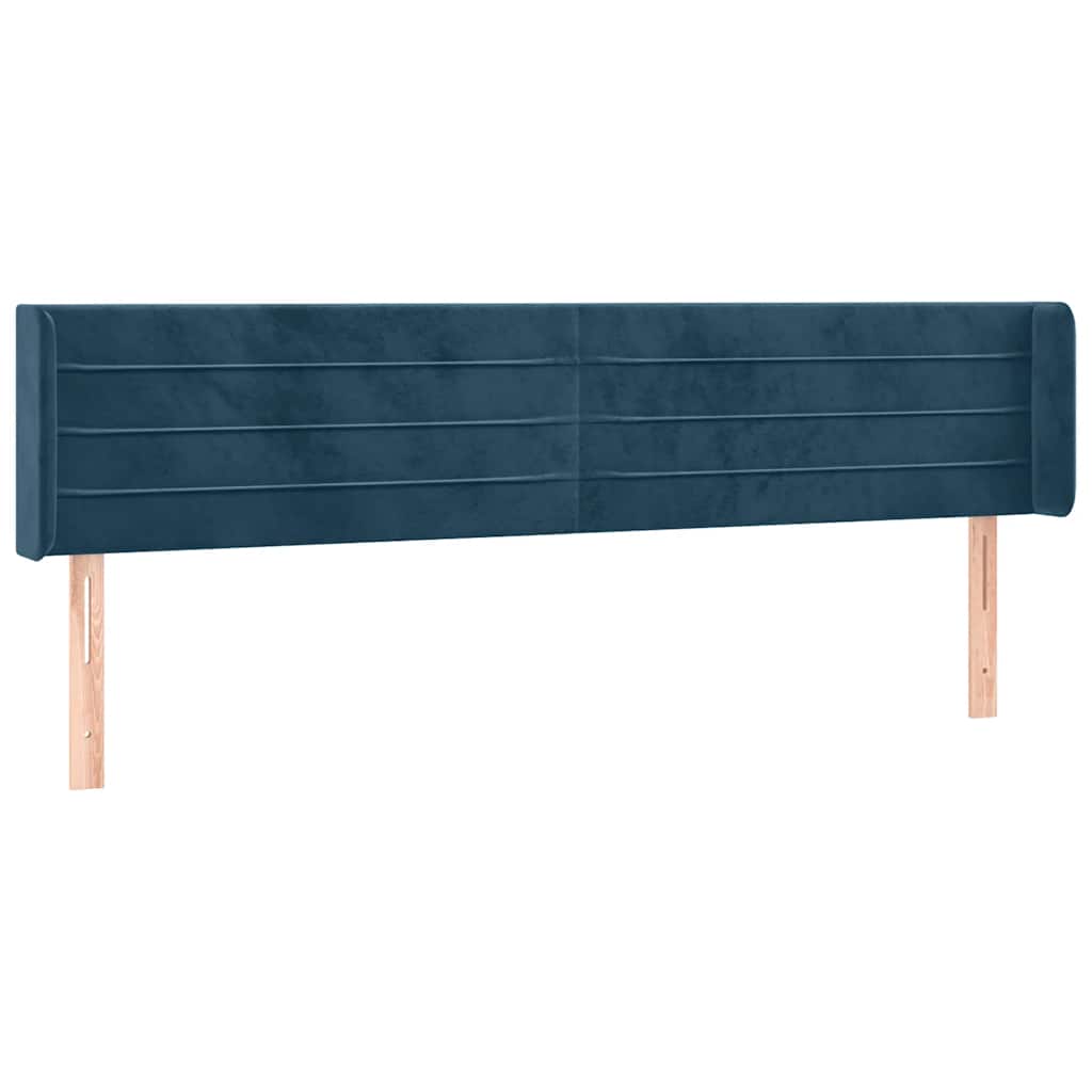 sengegavl med kanter 163x16x78/88 cm fløjl mørkeblå