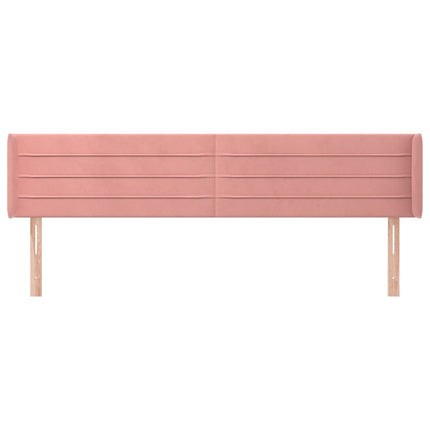 sengegavl med kanter 163x16x78/88 cm fløjl lyserød