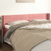 sengegavl med kanter 163x16x78/88 cm fløjl lyserød