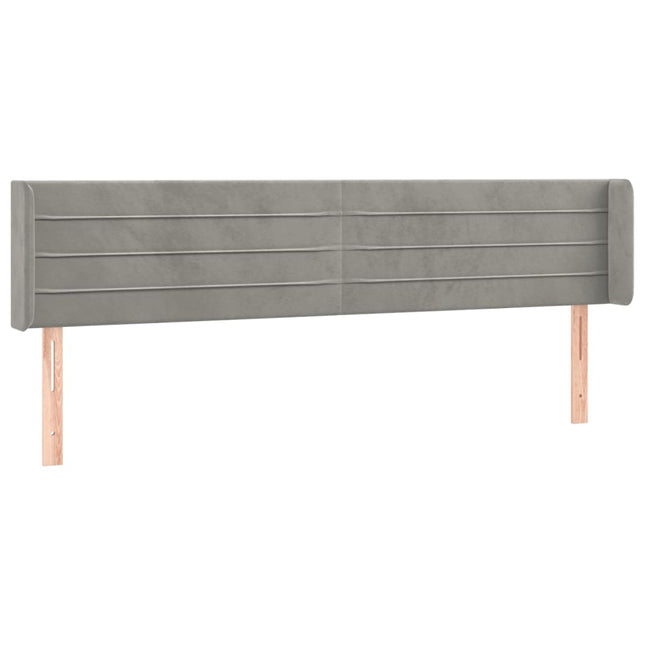 sengegavl med kanter 183x16x78/88 cm fløjl lysegrå
