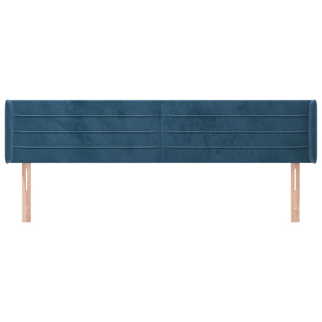 sengegavl med kanter 183x16x78/88 cm fløjl mørkeblå