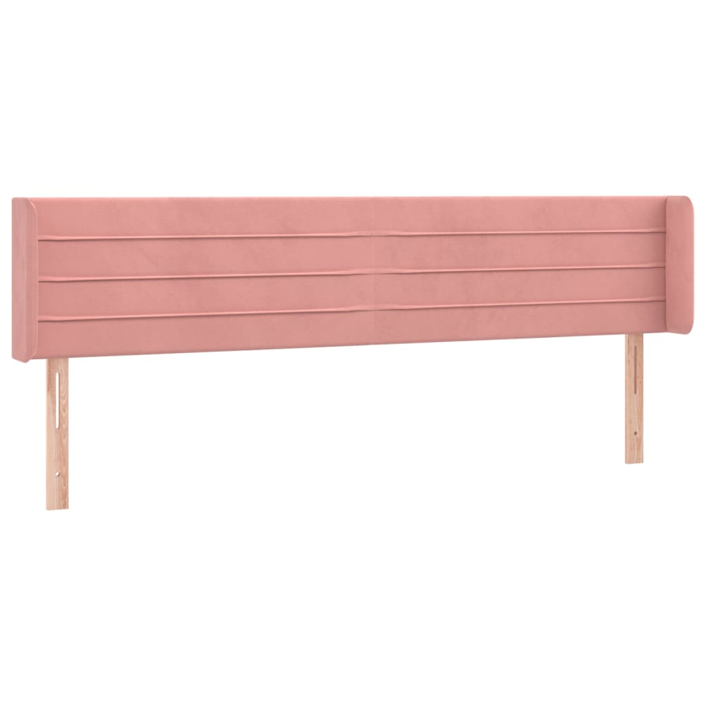 sengegavl med kanter 183x16x78/88 cm fløjl lyserød