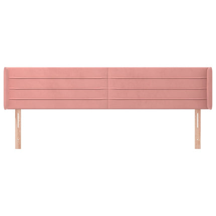 sengegavl med kanter 183x16x78/88 cm fløjl lyserød