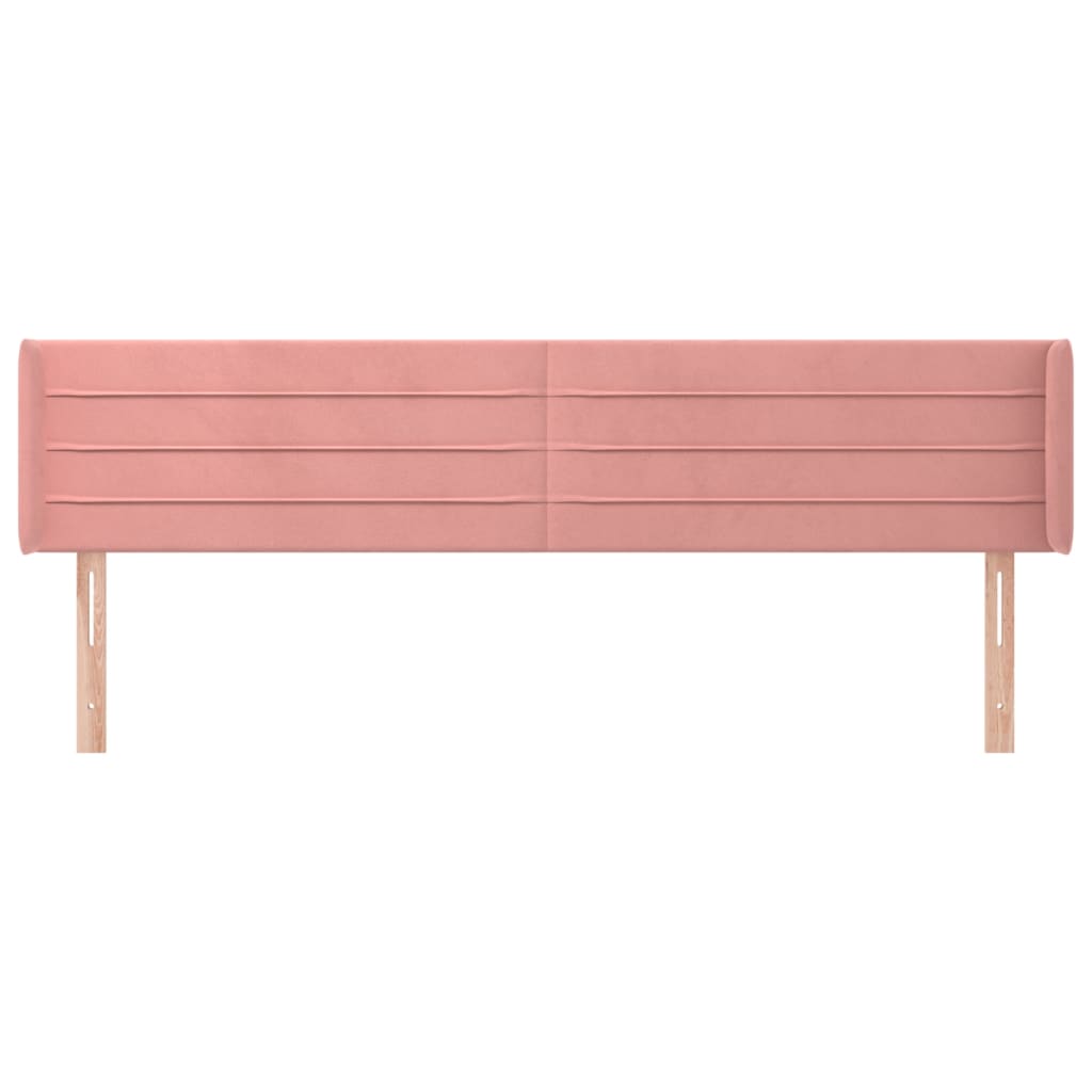 sengegavl med kanter 183x16x78/88 cm fløjl lyserød