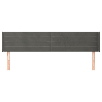 sengegavl med kanter 203x16x78/88 cm fløjl mørkegrå