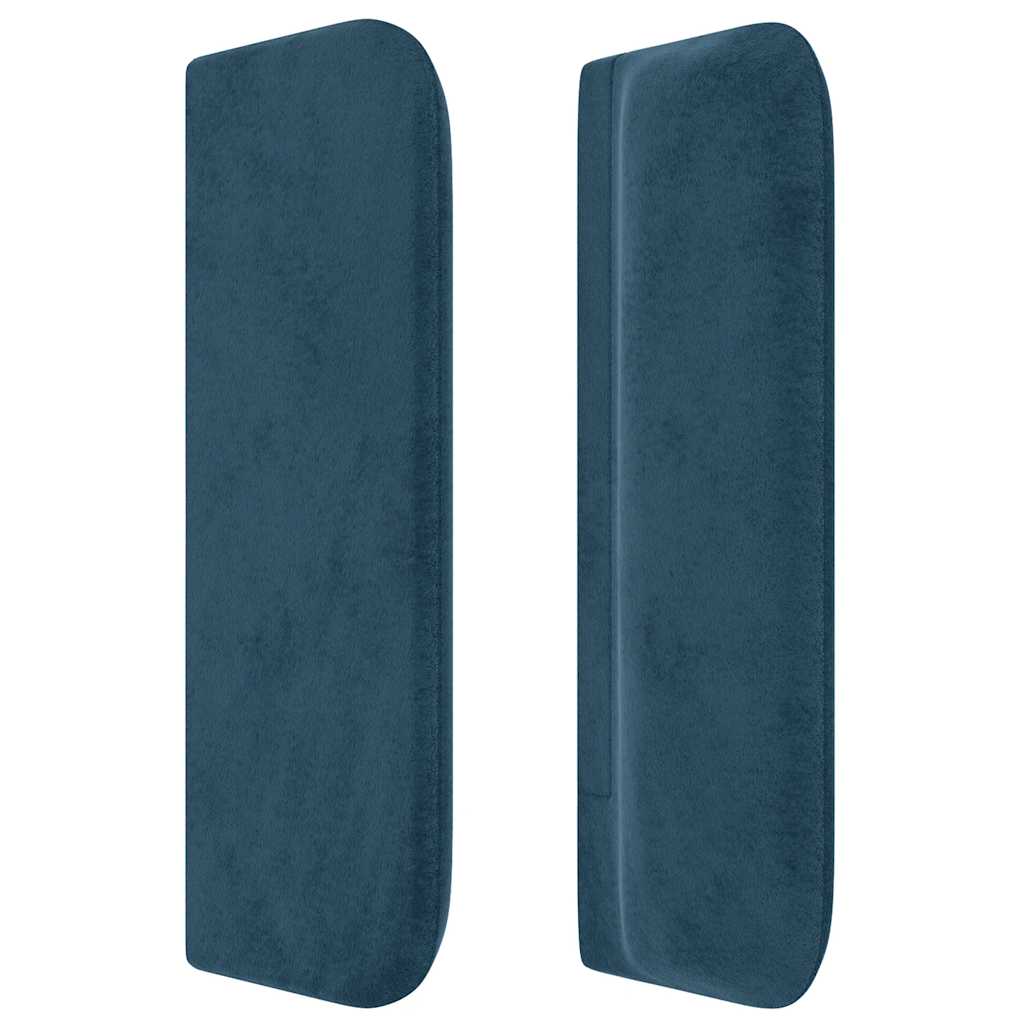 sengegavl med kanter 203x16x78/88 cm fløjl mørkeblå