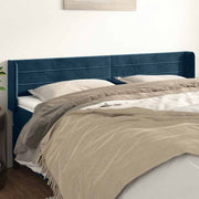 sengegavl med kanter 203x16x78/88 cm fløjl mørkeblå