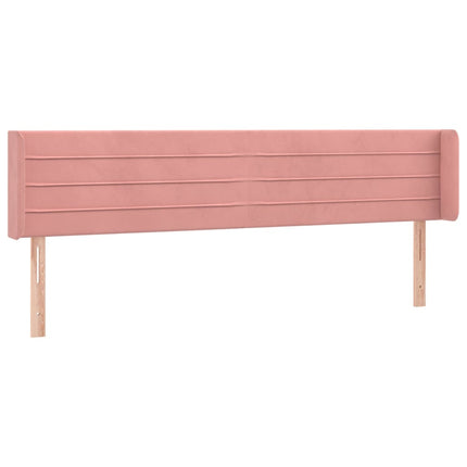 sengegavl med kanter 203x16x78/88 cm fløjl lyserød