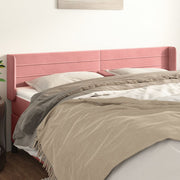 sengegavl med kanter 203x16x78/88 cm fløjl lyserød