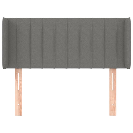 sengegavl med kanter 83x16x78/128 cm stof mørkegrå