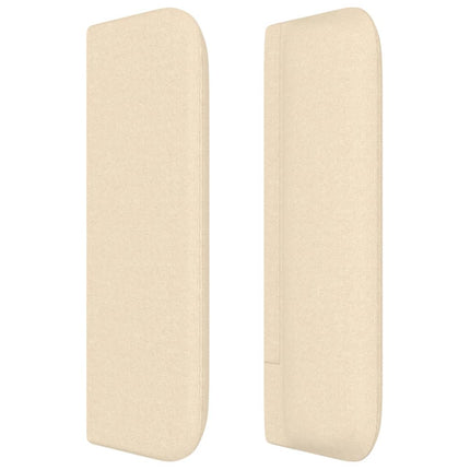 sengegavl med kanter 83x16x78/128 cm stof cremefarvet