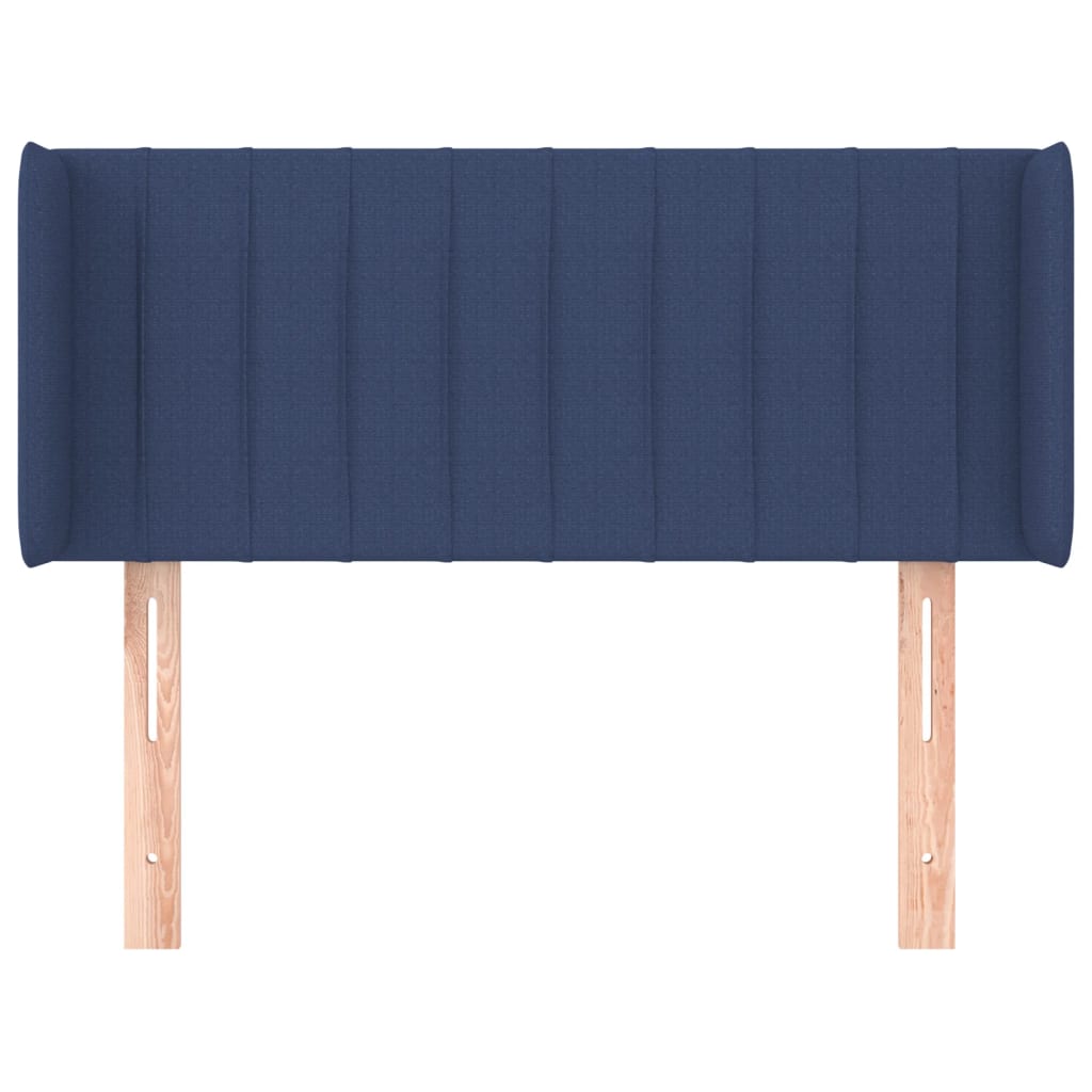 sengegavl med kanter 83x16x78/128 cm stof blå
