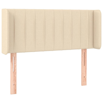 sengegavl med kanter 93x16x78/88 cm stof cremefarvet