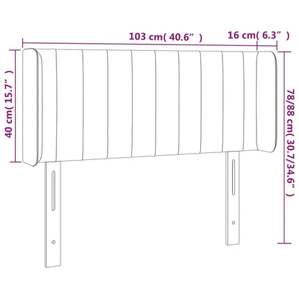 sengegavl med kanter 103x16x78/88 cm stof cremefarvet