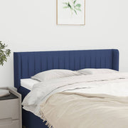 sengegavl med kanter 147x16x78/88 cm stof blå