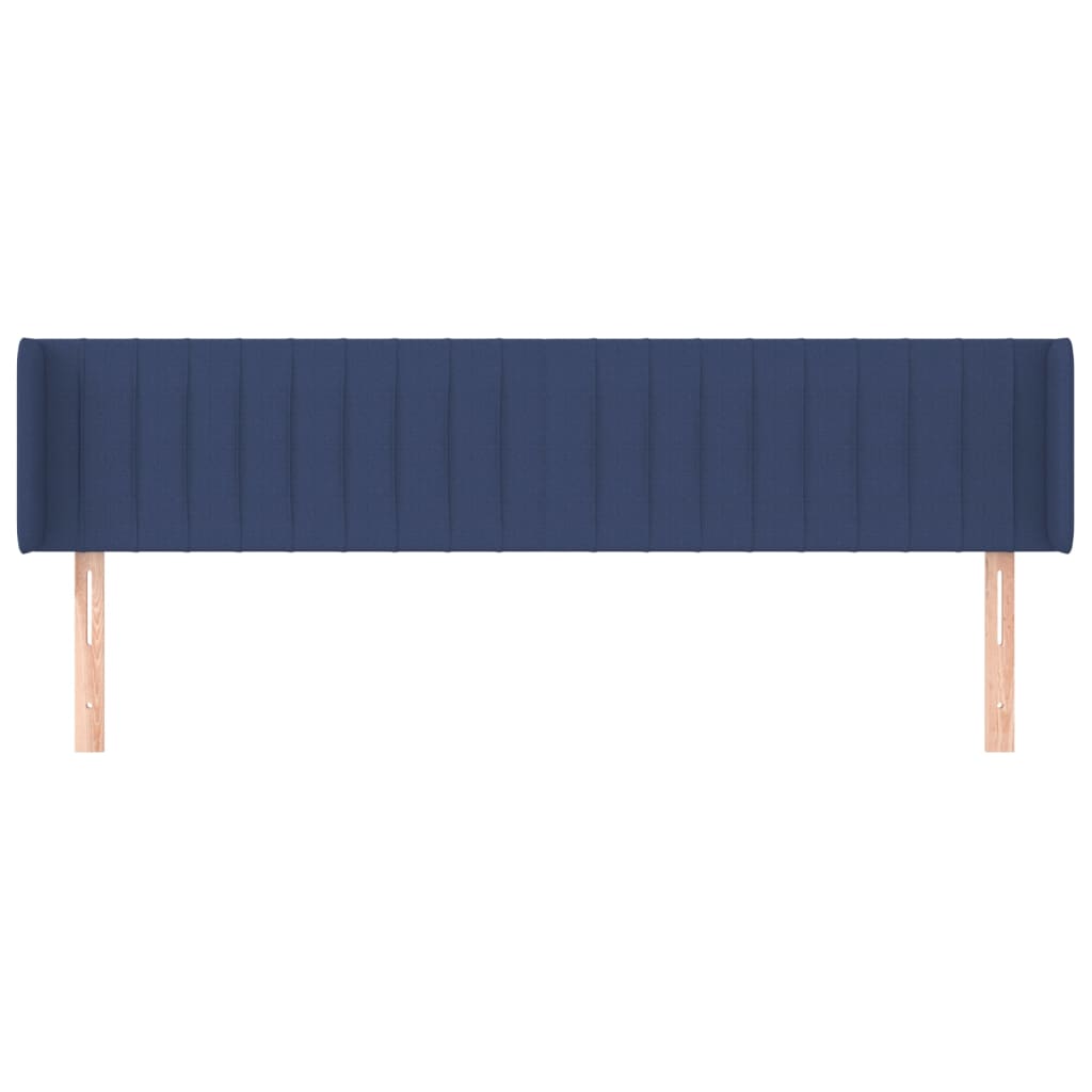 sengegavl med kanter 163x16x78/88 cm stof blå