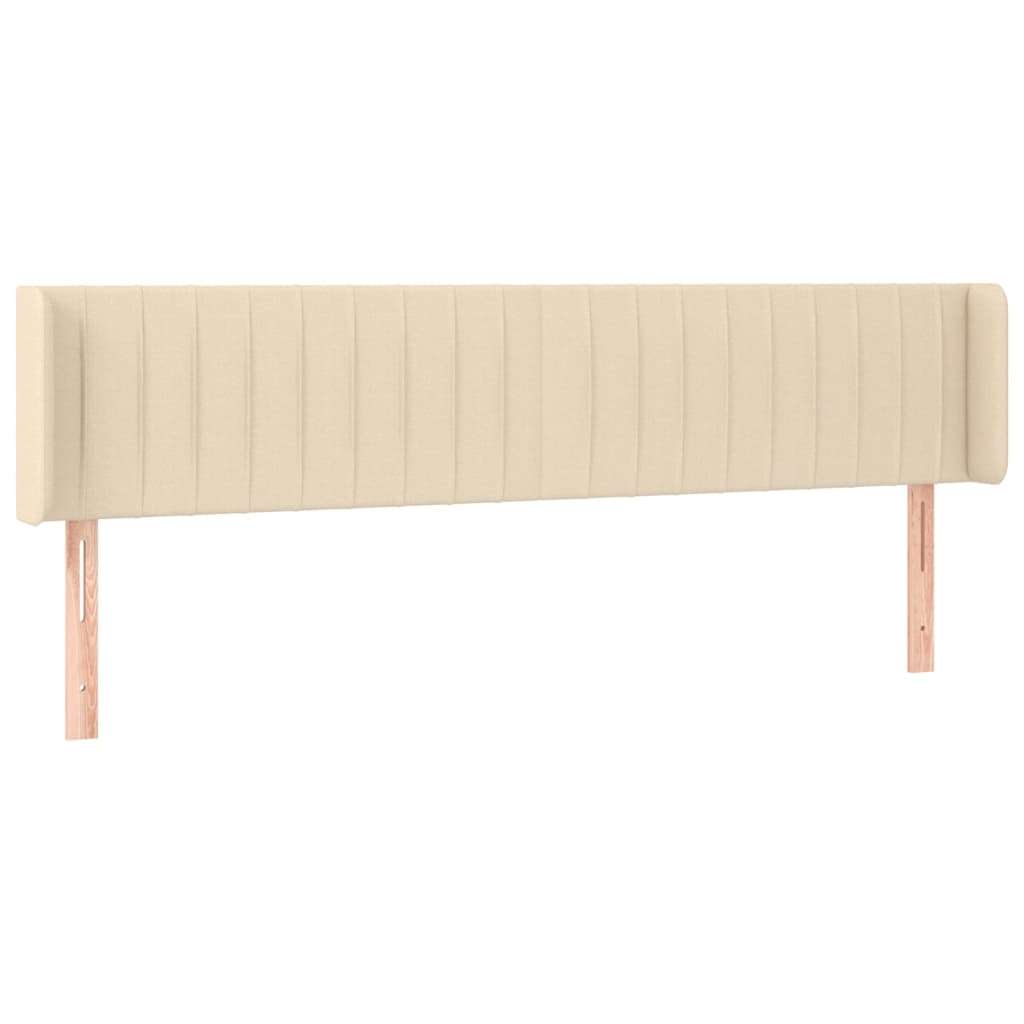 sengegavl med kanter 183x16x78/88 cm stof cremefarvet