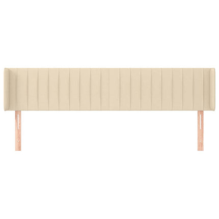 sengegavl med kanter 183x16x78/88 cm stof cremefarvet