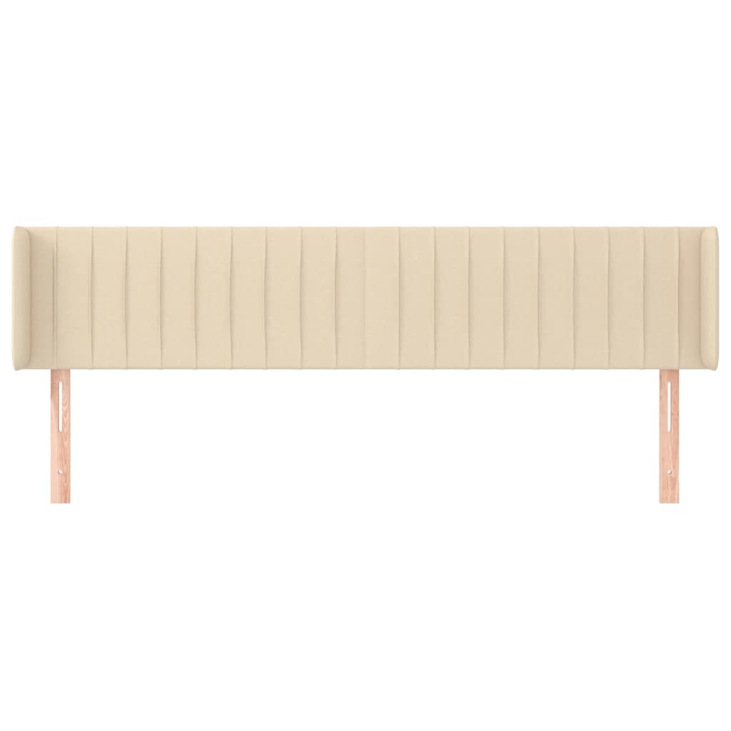 sengegavl med kanter 183x16x78/88 cm stof cremefarvet