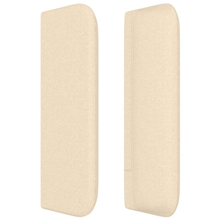 sengegavl med kanter 183x16x78/88 cm stof cremefarvet