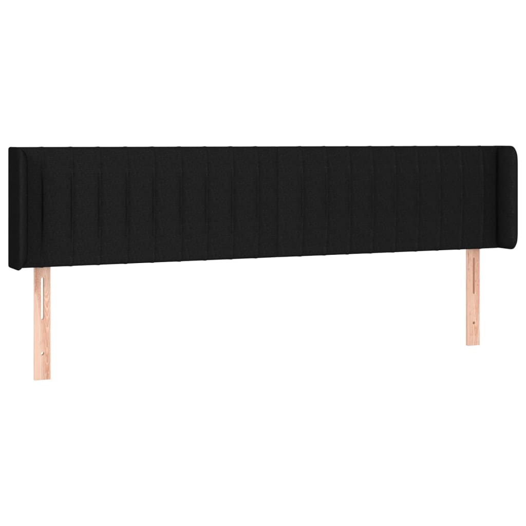 sengegavl med kanter 203x16x78/88 cm stof sort
