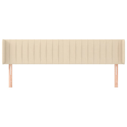 sengegavl med kanter 203x16x78/88 cm stof cremefarvet