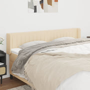 sengegavl med kanter 203x16x78/88 cm stof cremefarvet