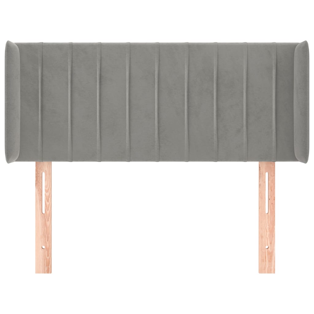 sengegavl med kanter 83x16x78/88 cm fløjl lysegrå