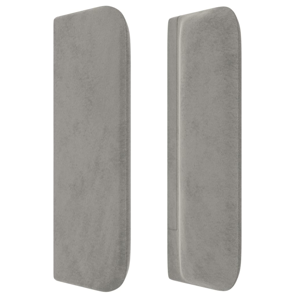 sengegavl med kanter 83x16x78/88 cm fløjl lysegrå