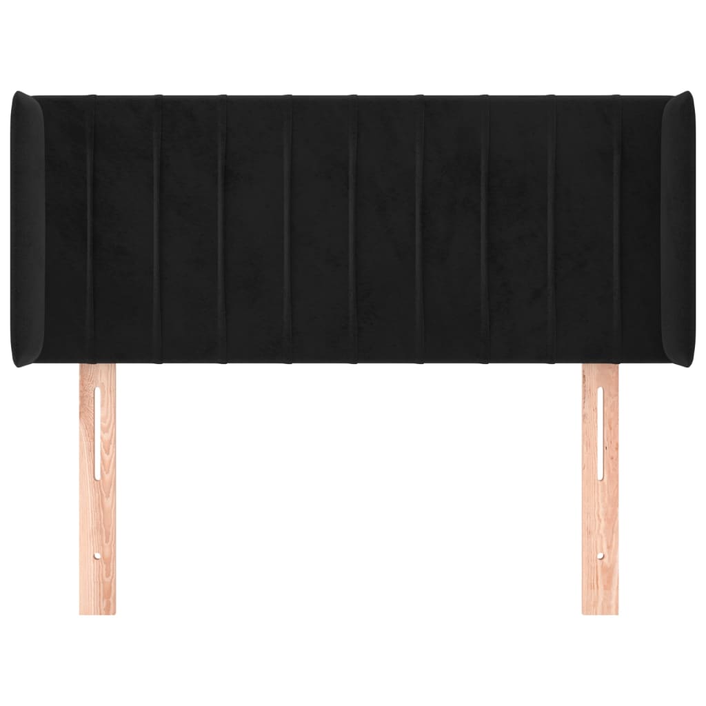sengegavl med kanter 83x16x78/88 cm fløjl sort
