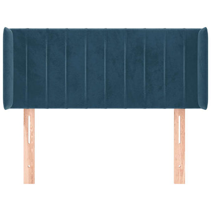 sengegavl med kanter 83x16x78/88 cm fløjl mørkeblå