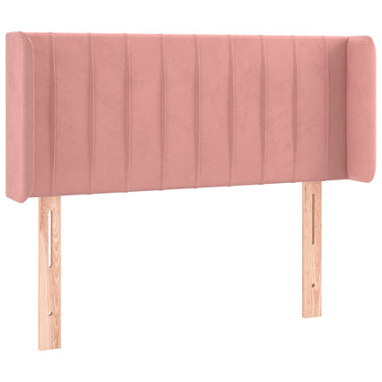 sengegavl med kanter 83x16x78/88 cm fløjl lyserød