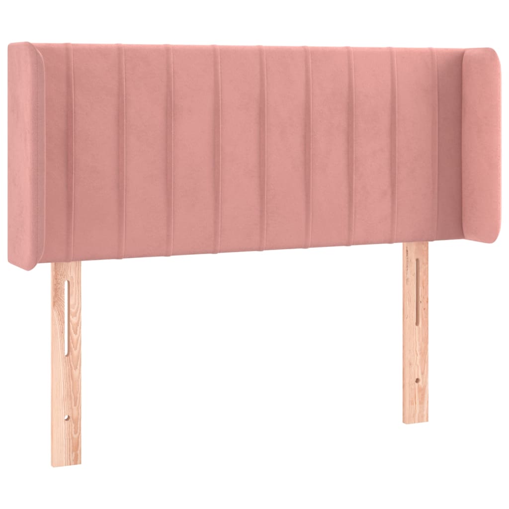 sengegavl med kanter 83x16x78/88 cm fløjl lyserød