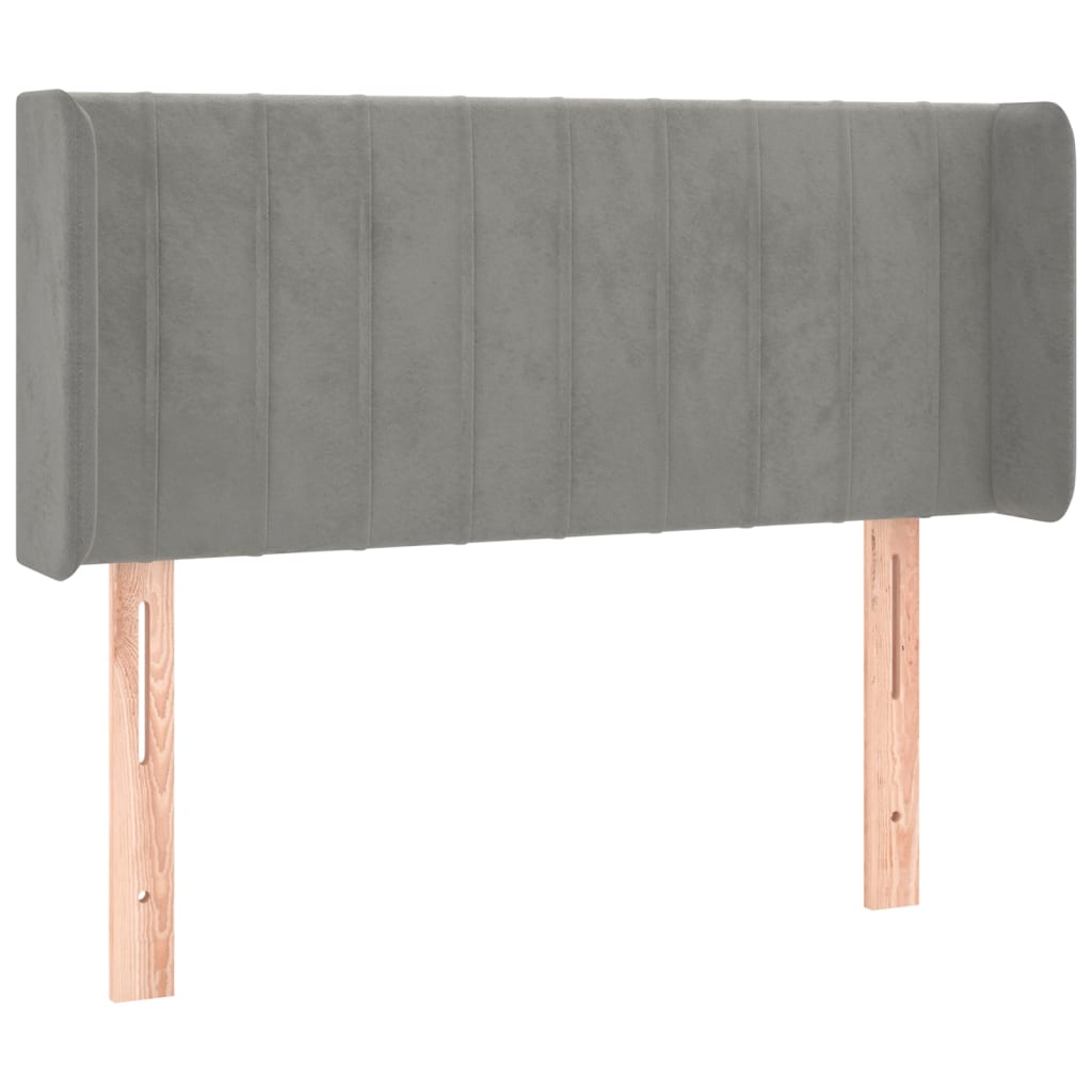 sengegavl med kanter 93x16x78/88 cm fløjl lysegrå