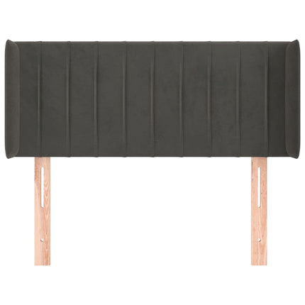 sengegavl med kanter 93x16x78/88 cm fløjl mørkegrå
