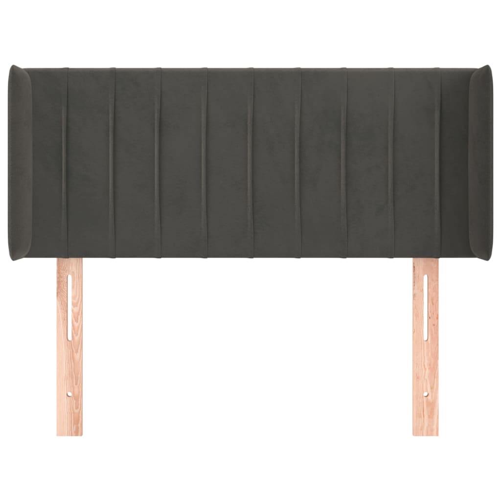 sengegavl med kanter 93x16x78/88 cm fløjl mørkegrå