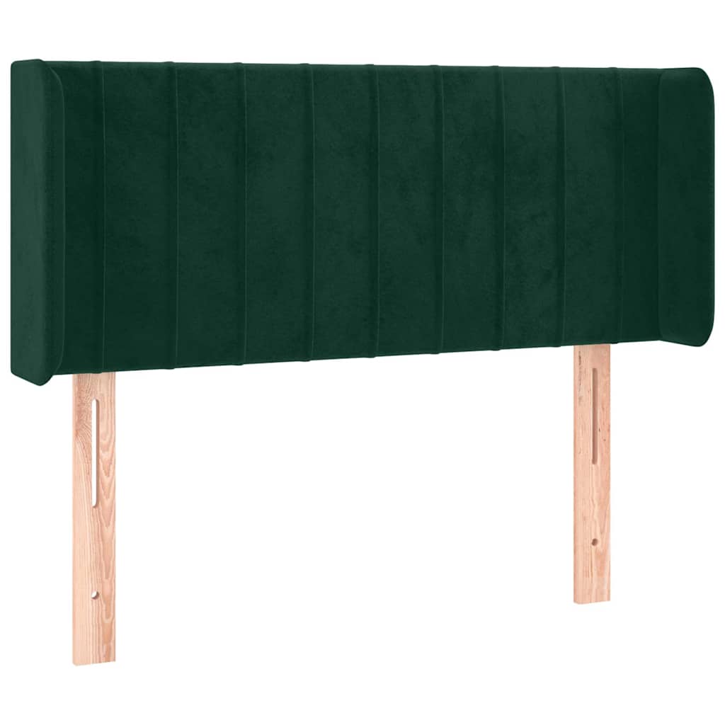 sengegavl med kanter 93x16x78/88 cm fløjl mørkegrøn