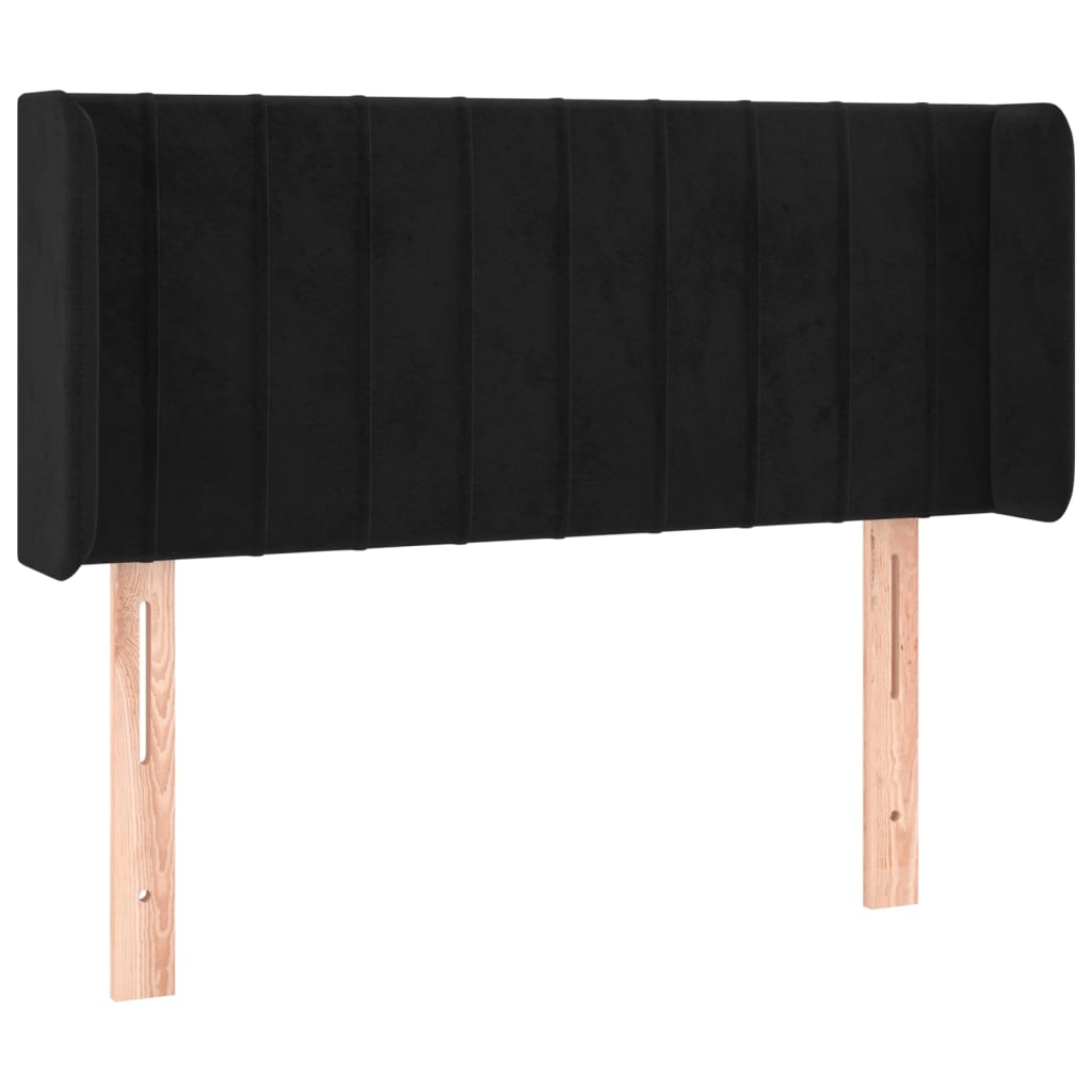 sengegavl med kanter 103x16x78/88 cm fløjl sort
