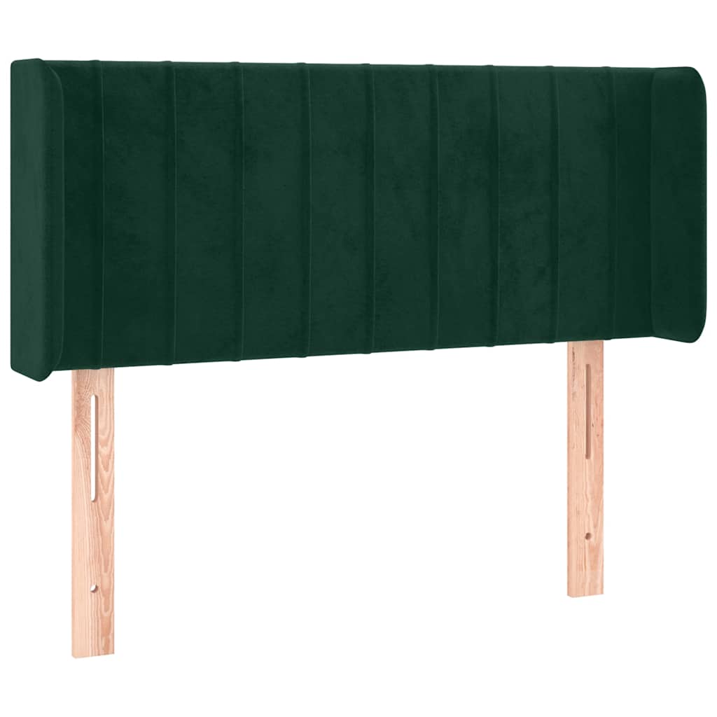 sengegavl med kanter 103x16x78/88 cm fløjl mørkegrøn