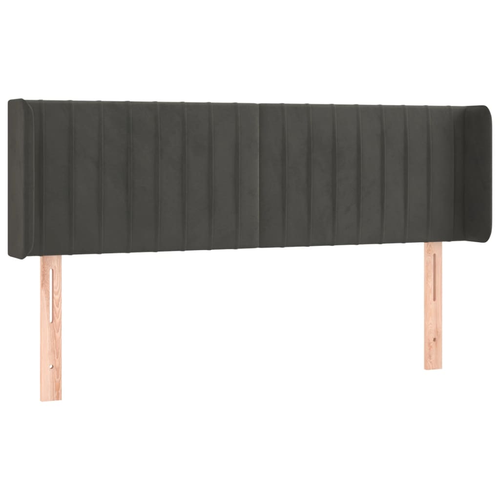 sengegavl med kanter 147x16x78/88 cm fløjl mørkegrå
