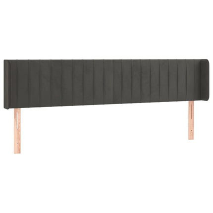 sengegavl med kanter 163x16x78/88 cm fløjl mørkegrå