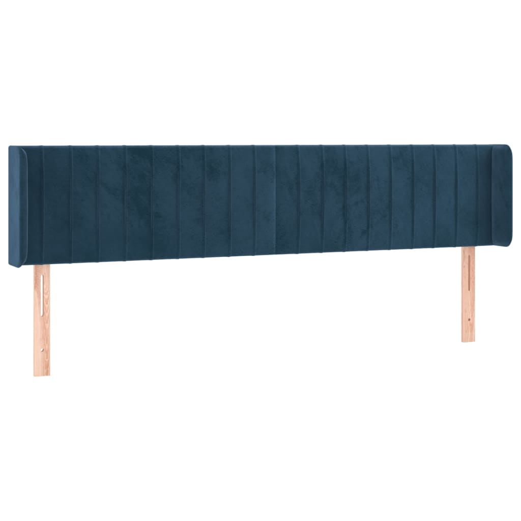 sengegavl med kanter 163x16x78/88 cm fløjl mørkeblå