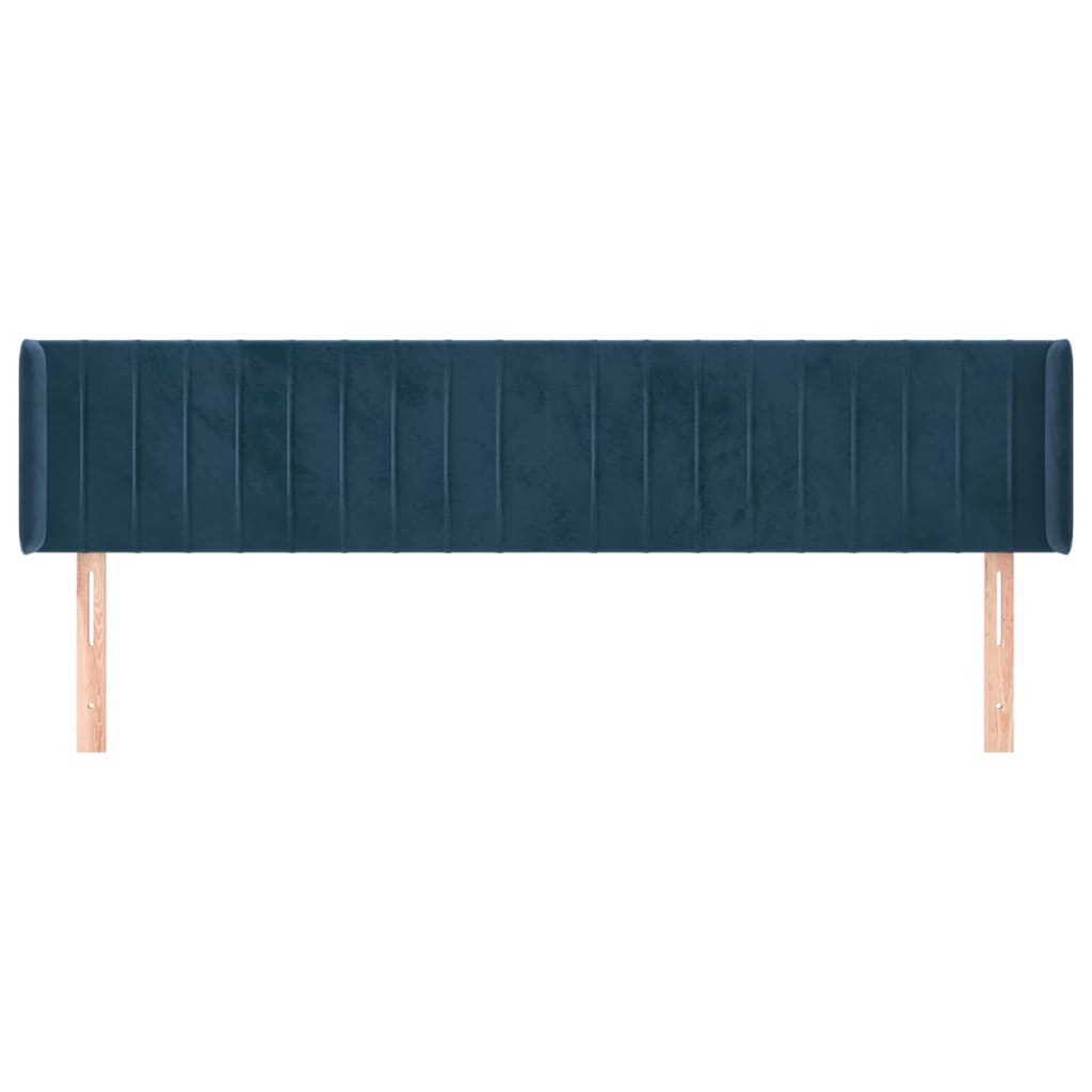 sengegavl med kanter 163x16x78/88 cm fløjl mørkeblå