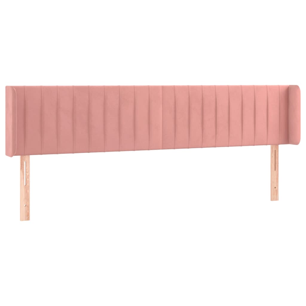 sengegavl med kanter 163x16x78/88 cm fløjl lyserød